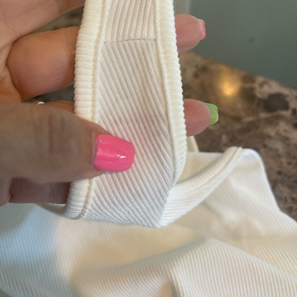 Boutique White Ribbed Tee Sleeveless Dress W/Ruching SZ S - Picture 8 of 10